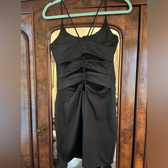 Fabletics black bodycon “workout” mini dress with built in bra - Picture 2 of 3